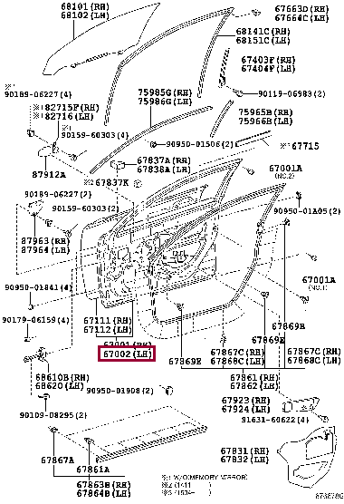 6700276021: дверь передняя левая Лексус