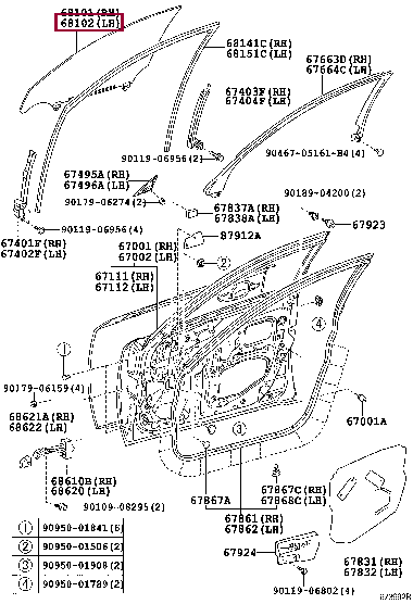 6810253050: стекло передней левой двери Лексус