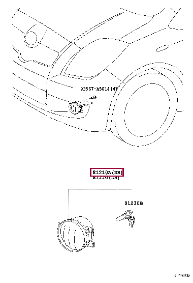 812100D040: правая ПТФ Лексус